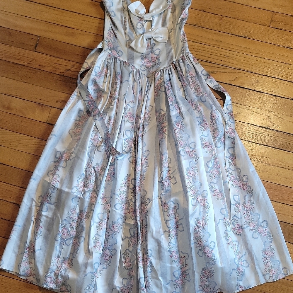 Gunne Sax Silver Pleated Bustier Dress for Prom